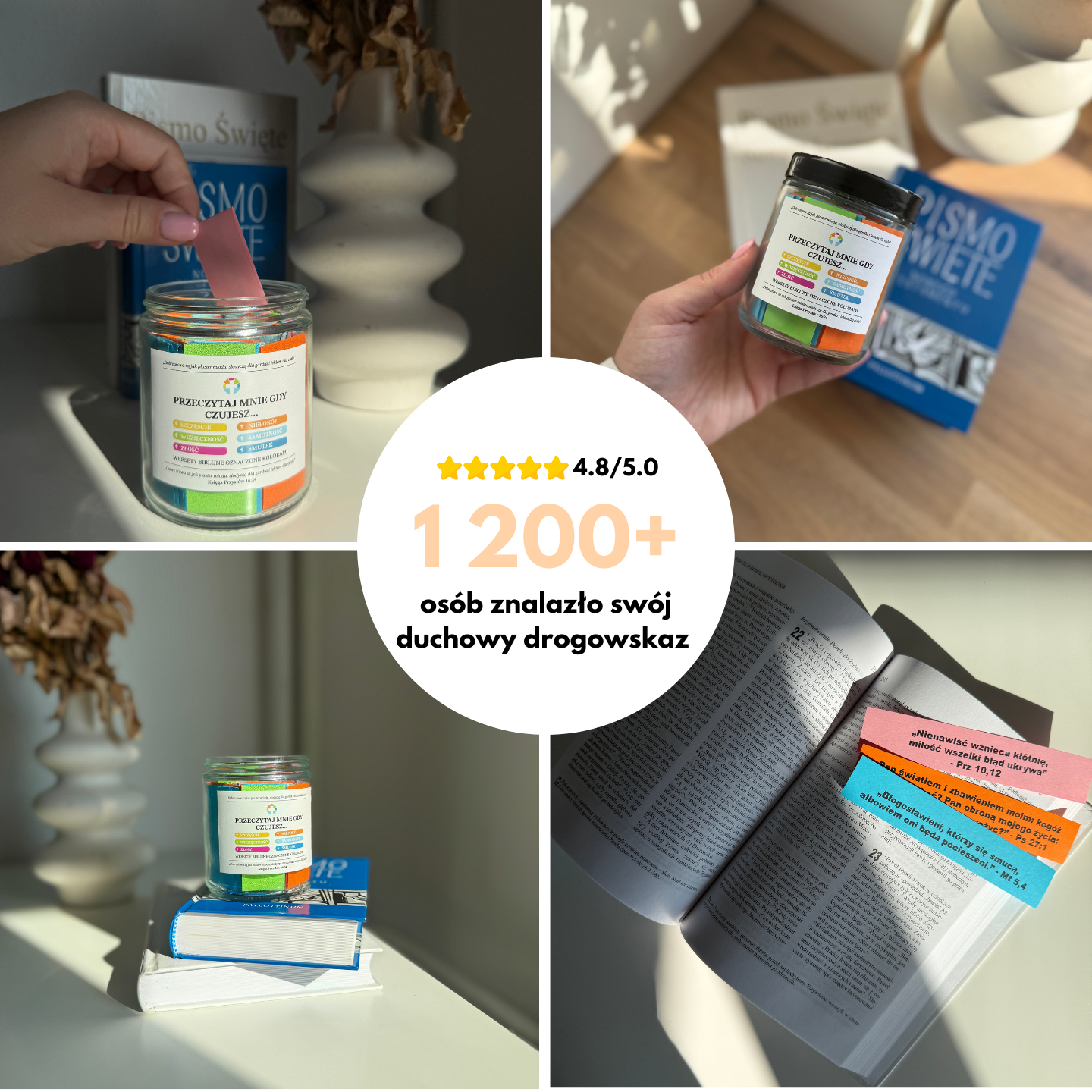 sloik z cytatami biblijnymi kolaz