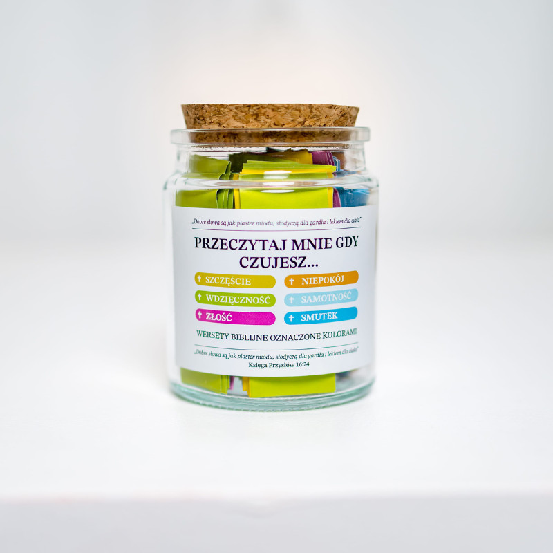 Kolory Wiary: Słoik z Wersetami Biblijnymi (96 Cytatów na Każdą Emocje)