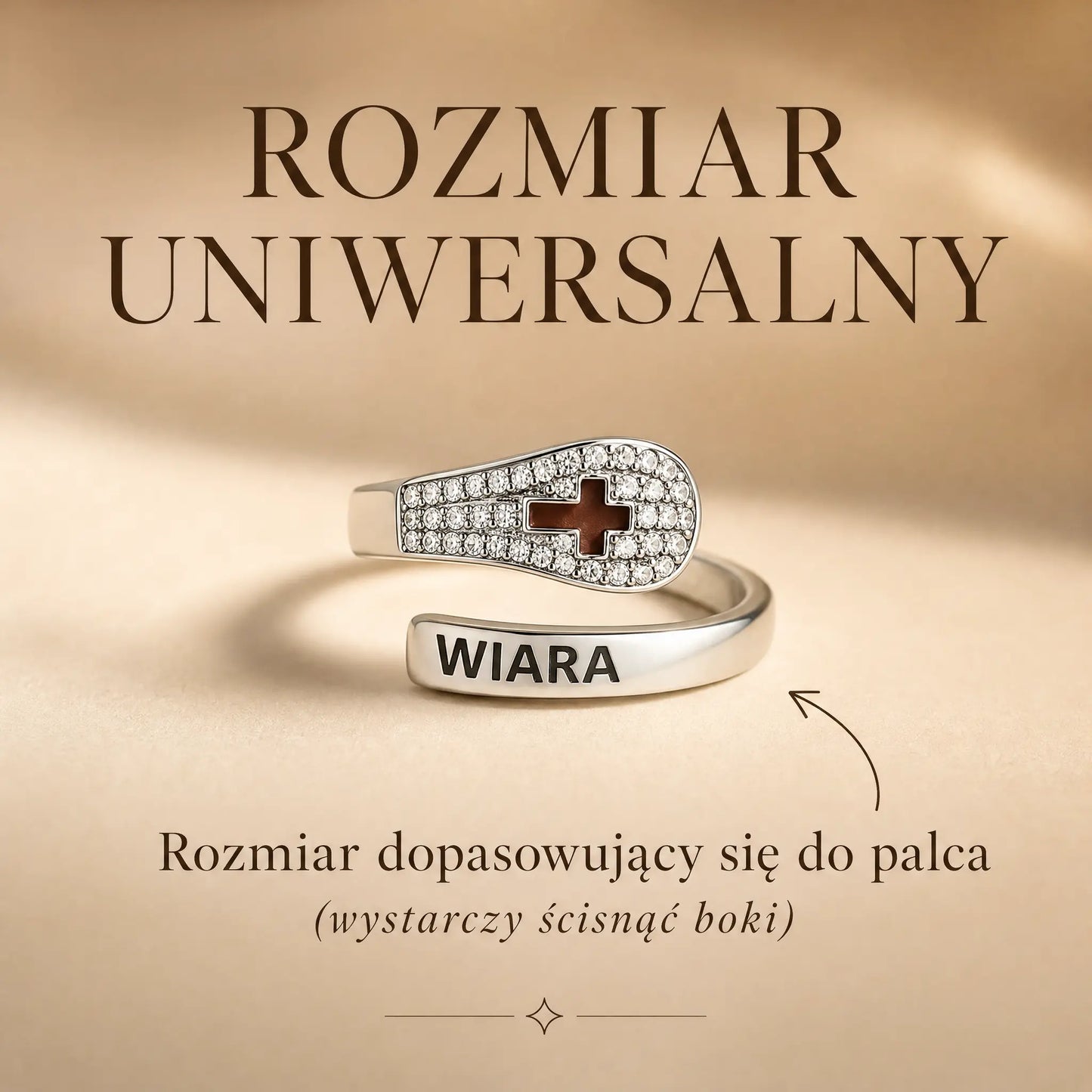Pierścionek "Wiara" – Symbol Wiary z Krzyżem | Idealny na Prezent